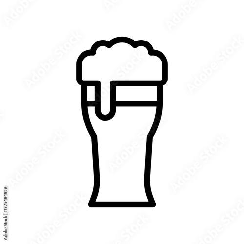 Simple Beer Glass Icon With Foam For Bar, Pub, Restaurant, And Beverage Stock Images