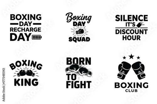 Boxing Quote Bundle with Gloves and Fighter Typography Designs