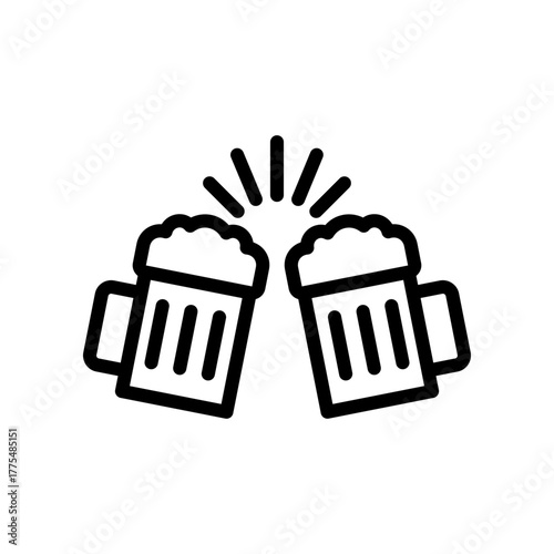 Two Beer Mugs Clinking in Celebration Toast for Party or Social Gathering