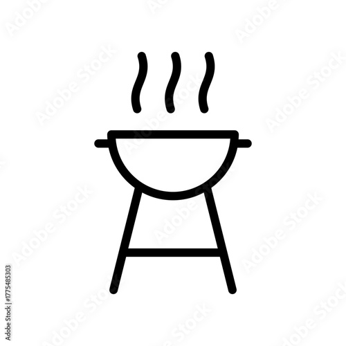 Barbecue Grill Icon With Steam Lines for Outdoor Cooking and Barbecue Concept