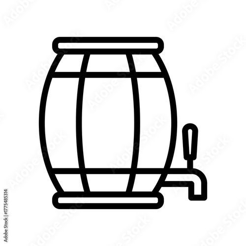 Wooden Barrel With Tap On Stand. Classic Cask For Beer, Wine, Whiskey, Or Aging