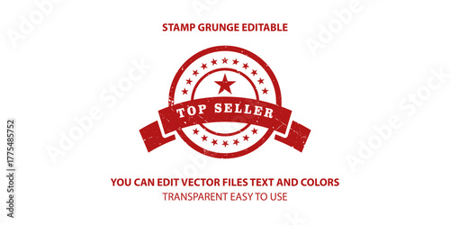 Vector Stamp Label Top Seller, Editable Grunge Stamp Illustration