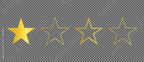 Star vector icons. Set of star symbols isolated.Stars collection. Star vector icons. Golden and Black set of Stars, isolated on transparent background. Star icon. Stars in modern simple flat style.