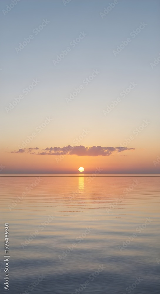 Obraz premium Beautiful sunset over the sea with a calm water surface and soft colors
