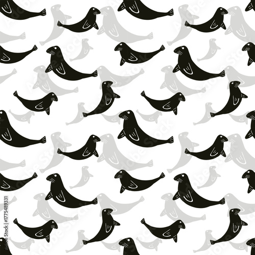 seamless background with fsea lion