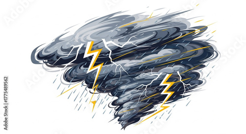Thunderstorm with Lightning and Dark Clouds – Extreme Weather Illustration