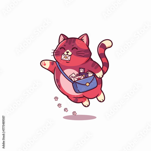 This Happy Red Striped Mail Cat Delivers Letters