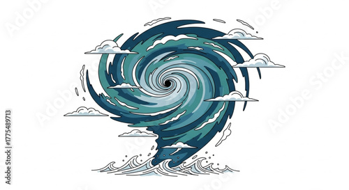 Powerful Lightning Storm and Rain – Natural Disaster Vector