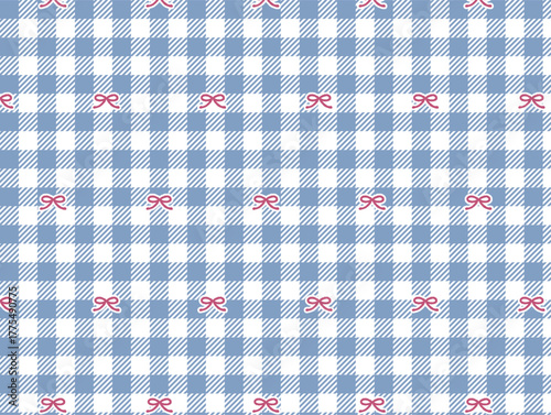 紺色のギンガムチェックとリボン　背景