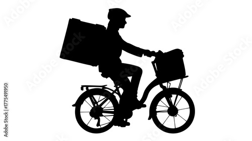 Reliable delivery person on bicycle for fast urban deliveries, eco-friendly transport solution for businesses, delivering packages with speed and efficiency