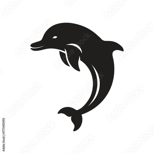 Wallpaper Mural Black and white dolphin logo design, minimalist marine animal silhouette for branding, tattoo, or icon. Vector illustration on white background Torontodigital.ca