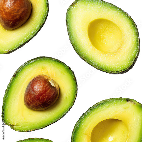 Sliced avocado with seed healthy diet concept on transparent background