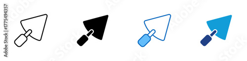 Trowel Multiple Style Icon Design Vector - Hand trowel used for masonry, gardening, or applying cement and plaster