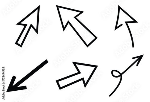 Set of different arrow cursor vector illustration of pointer for web design