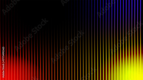 Abstract vertical ribbed gradient showcasing a dramatic fusion ,  glowing fractal neon glass effect through its illuminated lines.