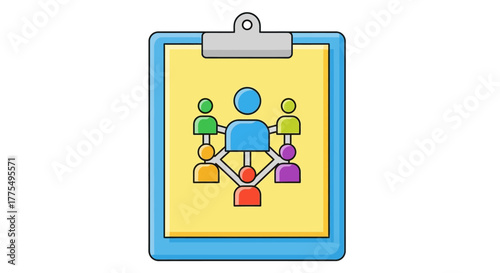 Business Management Organizational Chart on a Clipboard.