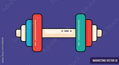 Colorful dumbbell vector illustration for fitness and gym training.