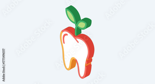 Healthy Tooth Apple Concept - Dental Care and Wellness.