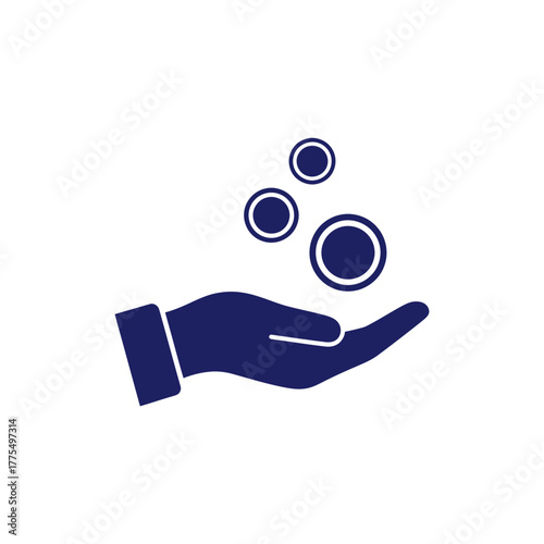 Hand holding coins represents financial gain and investment opportunities in a simple and clean style, symbolizing prosperity and growth.