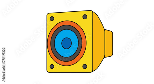 Yellow Speaker Icon Vector Illustration.
