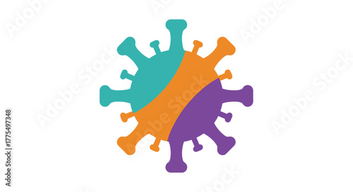 Abstract Colorful Virus Cell Illustration Representing Global Pandemic.