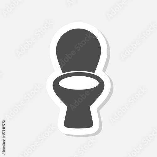 Toilet bowl simple icon sticker isolated on gray background