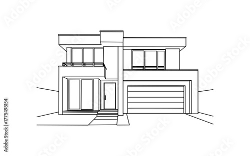 Contemporary residential architectural sketches presenting modern building design concepts for professional architects.