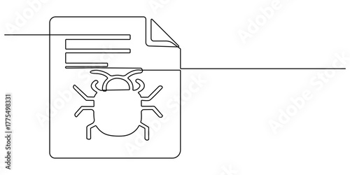 Dangerous website. Computer virus, malware, caution, bug, trojan, phishing, security system. Technology concept. One line drawing animation. Motion design. Animated technology logo. Video 4K