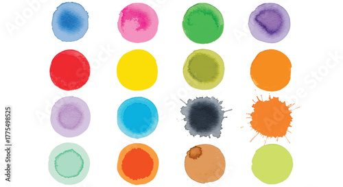 Watercolor ovals in a grid with various colors vector 