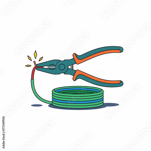 Electrician Tool Pliers Stripping Wire For Electrical Repair Work