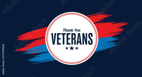 Thank you veterans oval with red and blue strokes vector 