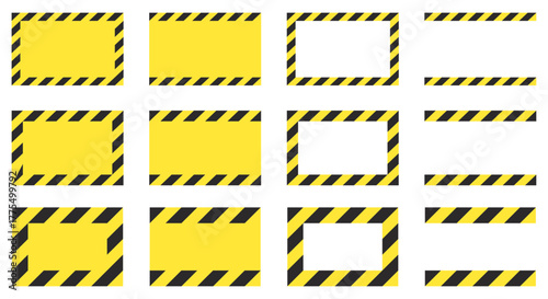 警告、注意喚起フレームアイコンのベクターイラストセット