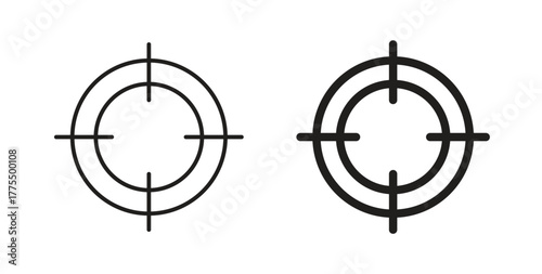 Aim icon in line design and solid black and white colors for designs