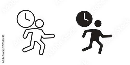 Busy icon in line design and solid black and white colors for designs