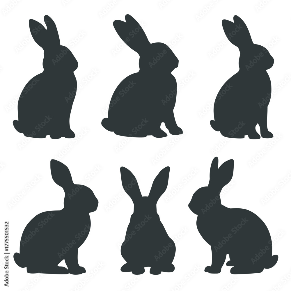 Fototapeta premium set of rabbits silhouettes