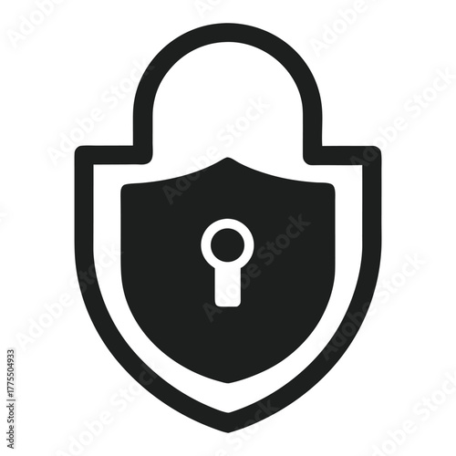 Shield with Lock Icon — Cyber Security Vector Silhouette