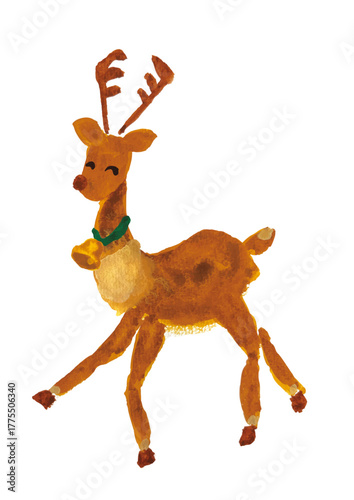 クリスマスのトナカイの水彩イラスト素材
