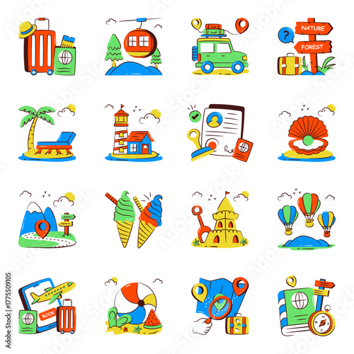 Set of Travel Doodle Icons

