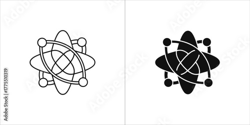Atom icon in vector format for science use