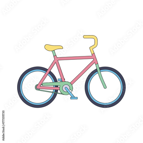 Colorful Flat Bicycle Illustration for Design and Print