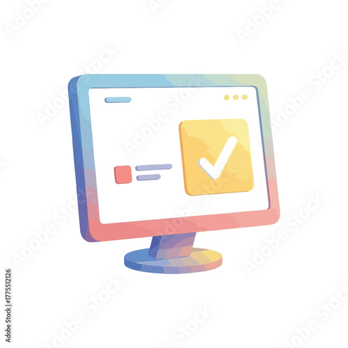 Computer Monitor with Checkmark for Approved Status