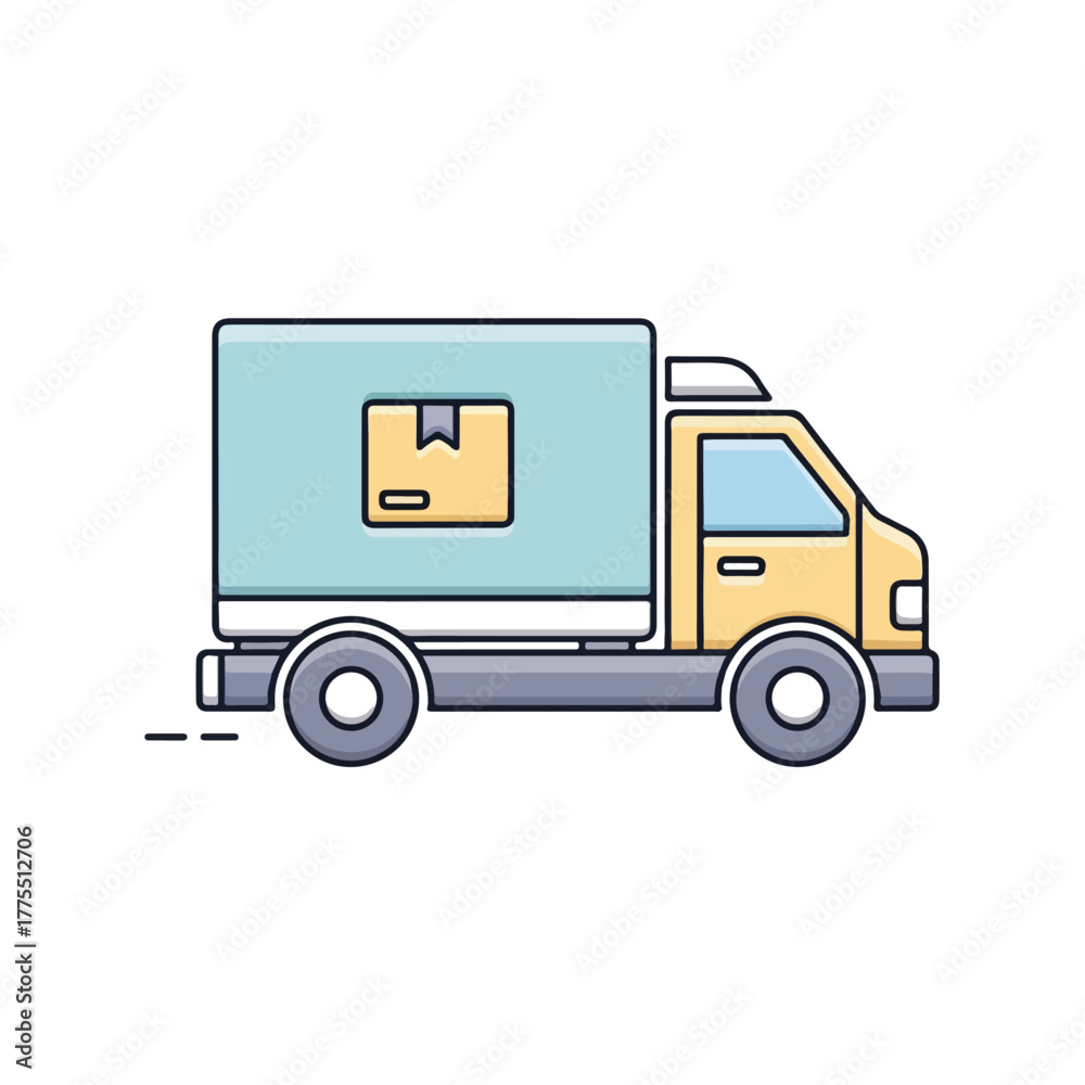 Naklejka premium Delivery Truck with Package Icon in Modern Style