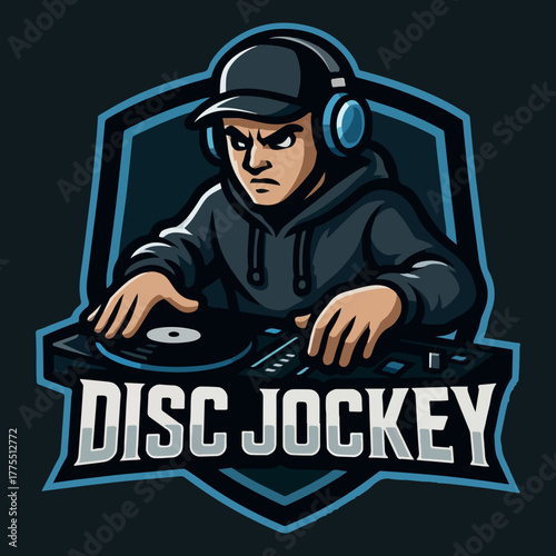 Disc jockey mascot esport logo design