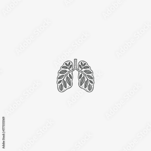Lungs with Leaf Vector Logo Illustration