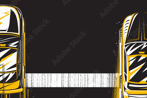 Top view background design for motorsport racing car, sports competition concept.
