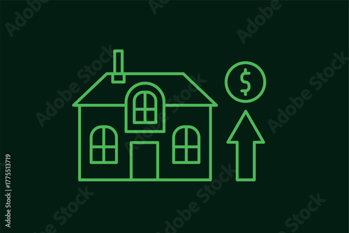 increase in the value of the house illustration in flat style design. Vector illustration.	

