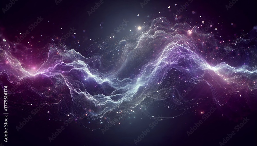 Fototapeta premium Vibrant purple and blue nebula with glowing stars in deep space