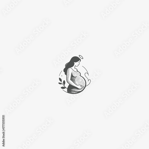 Pregnant Woman Vector Logo Illustration