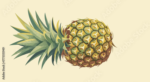 Stylized Pineapple Illustration with Geometric Details and Earthy Tones