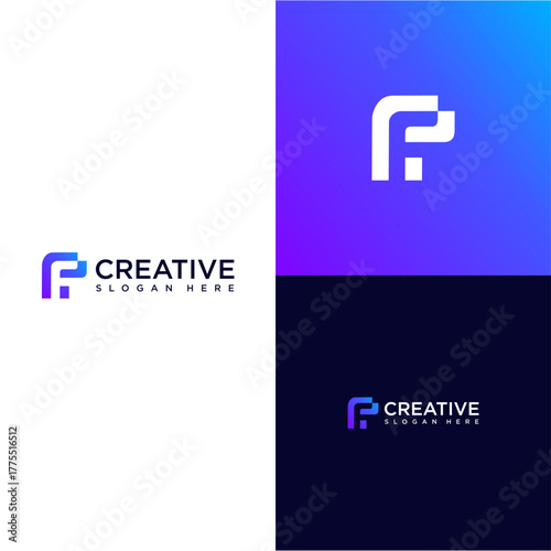 The F and P initial logo looks modern with a technological look.